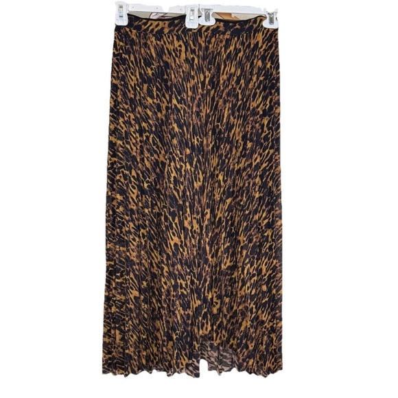 AllSaints Cora Ambient Pleated Cheetah Print Hi Low Maxi Skirt, US 10 - Picture 3 of 5